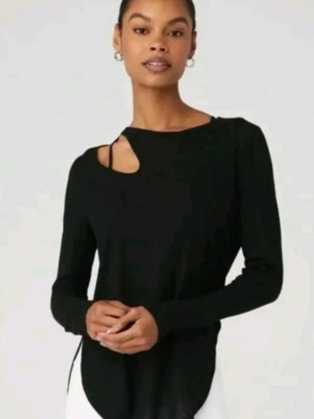 Ribbed Peak Long Sleeve - Black